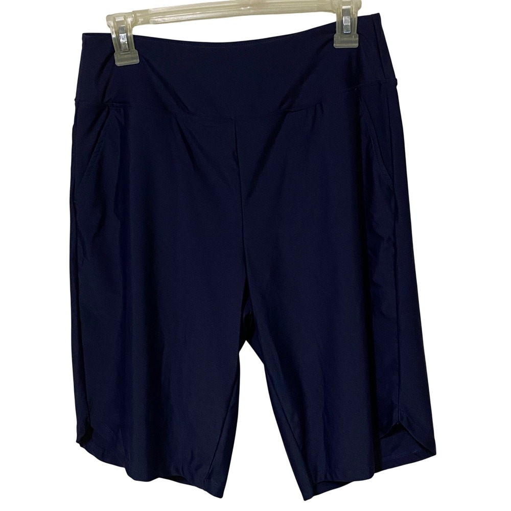 Gradual Womens Navy Blue High Waisted Athletic Biker Shorts Pockets M Activewear